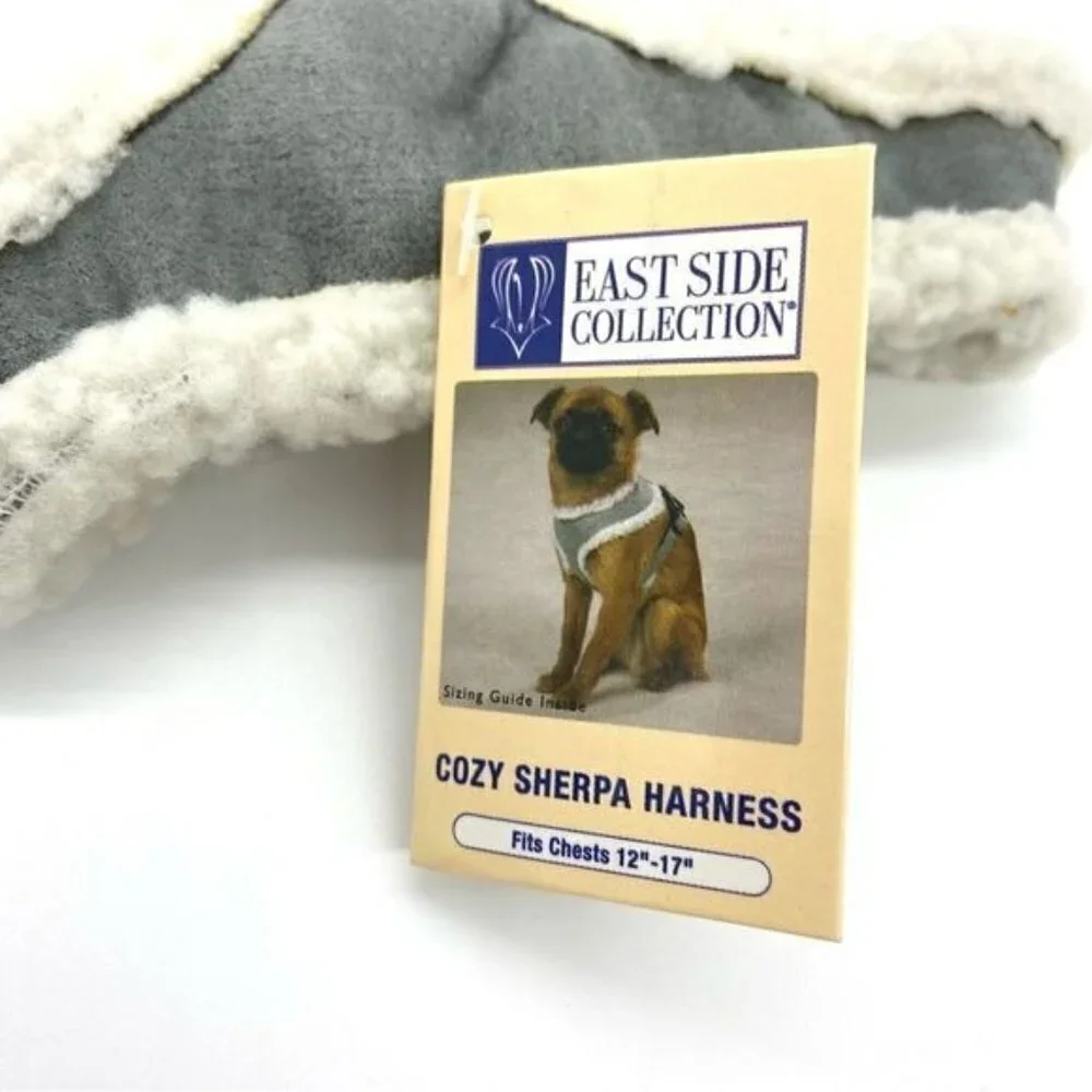 East Side Collection Cozy Sherpa Dog Pet Harness Faux Suede Size Small Gray
